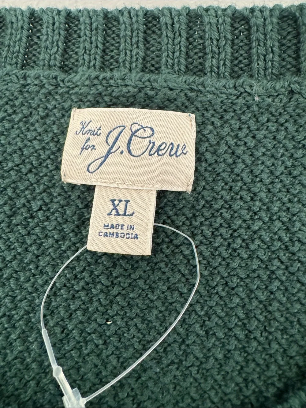 J.Crew Basket Stitch Cotton Crewneck Sweater Green Textured Knit Coastal XL